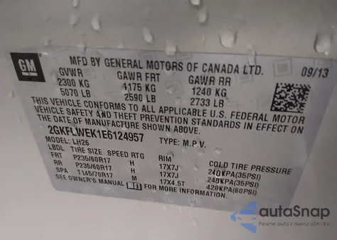 2014 GMC Terrain Sle-2 z USA, uszkodzony, nr VIN 2GKFLWEK1E6124957